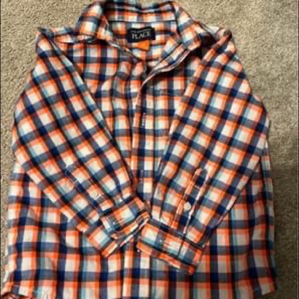 Size 2T Orange and White Button Up